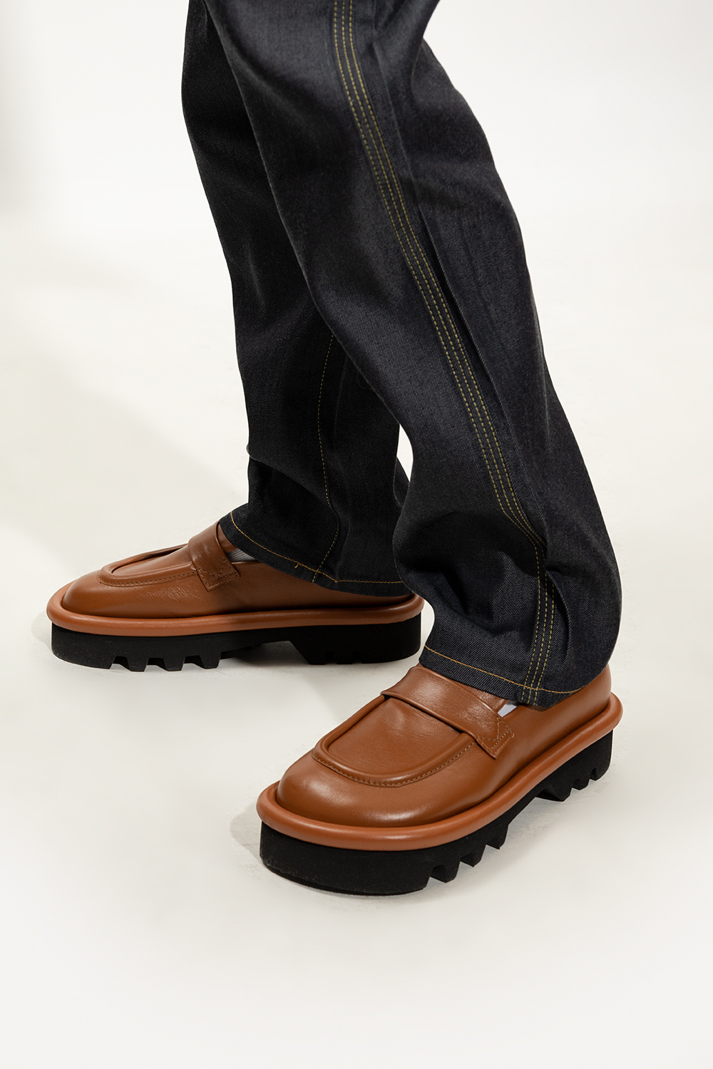 Autumn Winter shoes Week 2266 - Brown Loafers with stitching